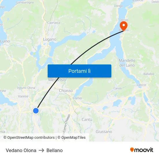 Vedano Olona to Bellano map
