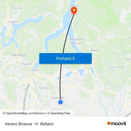Verano Brianza to Bellano map