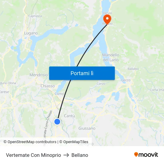 Vertemate Con Minoprio to Bellano map