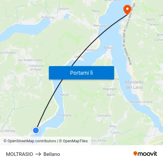 MOLTRASIO to Bellano map