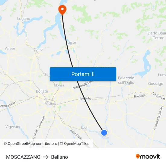 MOSCAZZANO to Bellano map