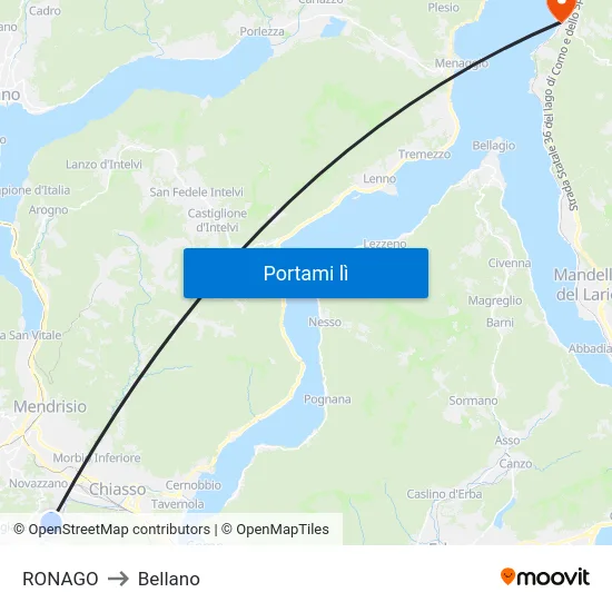 RONAGO to Bellano map