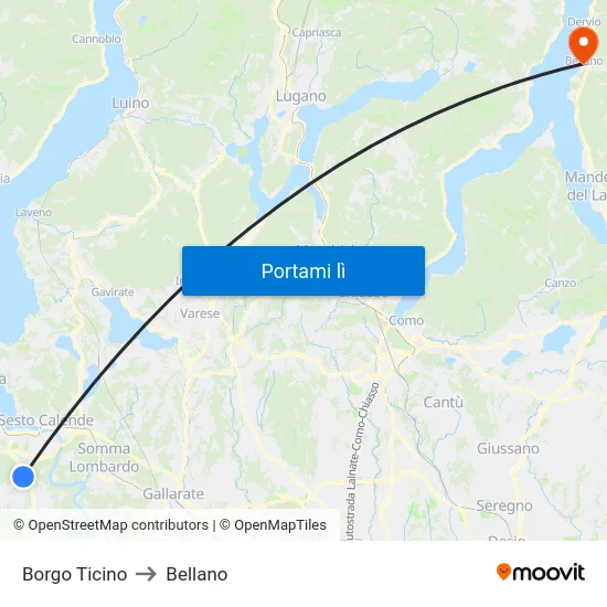 Borgo Ticino to Bellano map