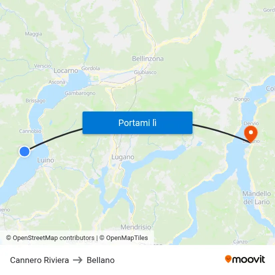 Cannero Riviera to Bellano map