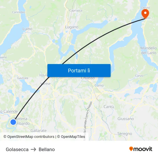Golasecca to Bellano map