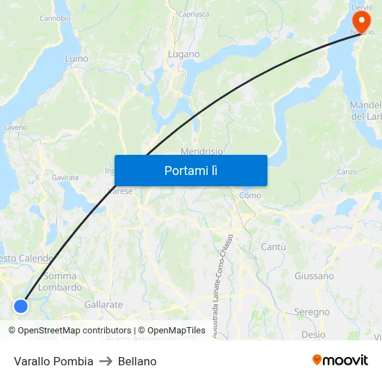 Varallo Pombia to Bellano map