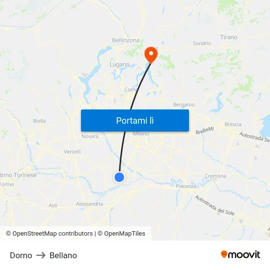 Dorno to Bellano map