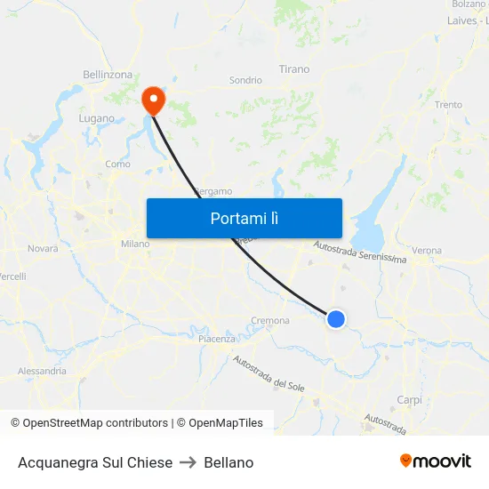 Acquanegra Sul Chiese to Bellano map