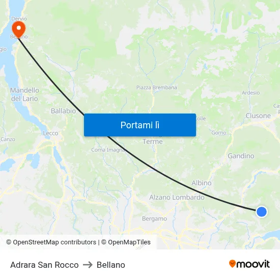 Adrara San Rocco to Bellano map