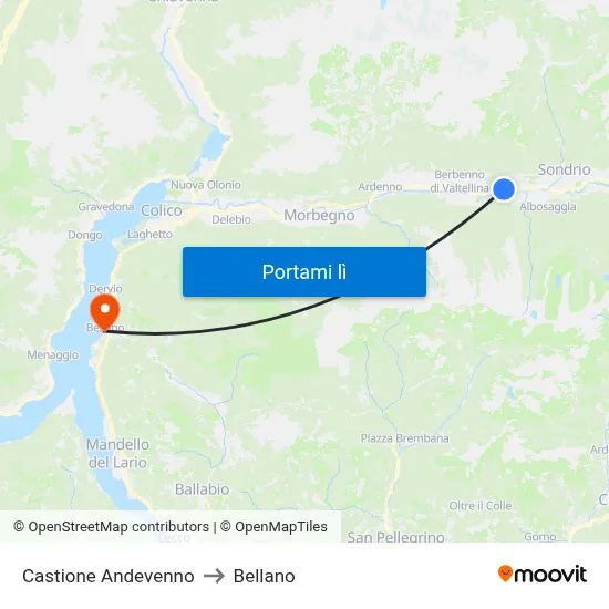 Castione Andevenno to Bellano map