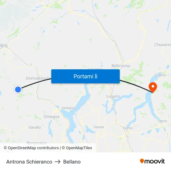 Antrona Schieranco to Bellano map