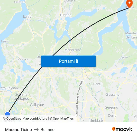 Marano Ticino to Bellano map