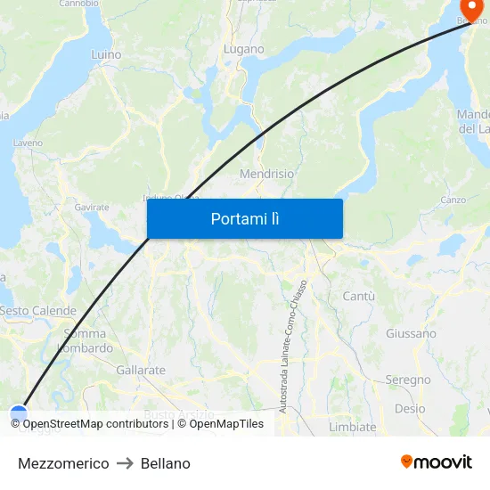 Mezzomerico to Bellano map