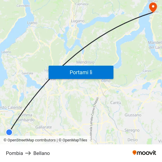 Pombia to Bellano map