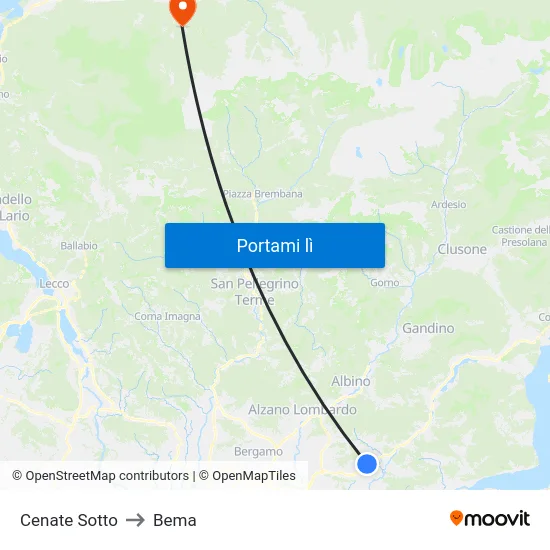 Cenate Sotto to Bema map