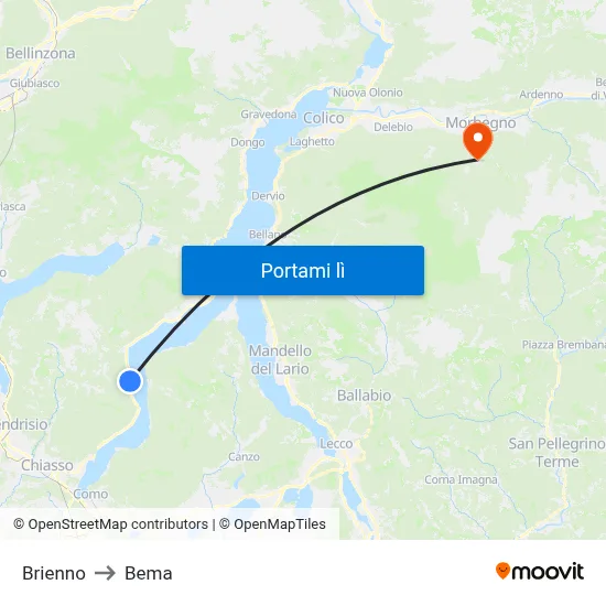 Brienno to Bema map