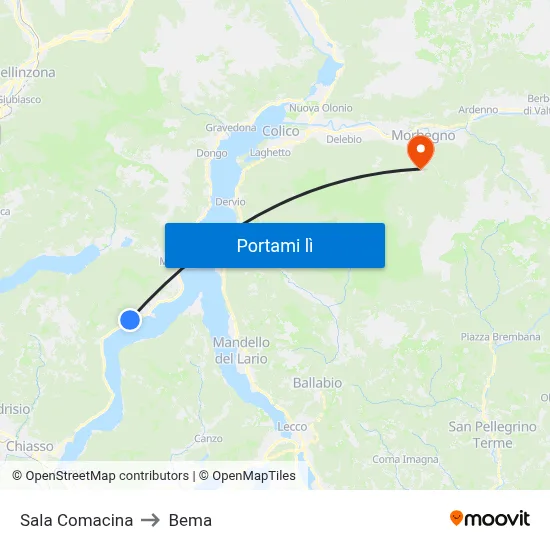 Sala Comacina to Bema map