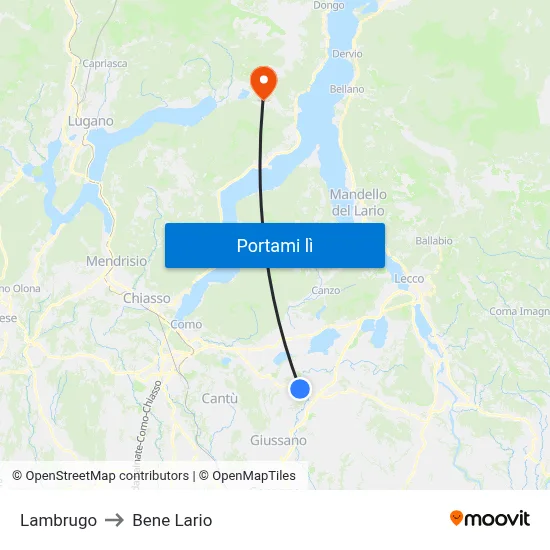 Lambrugo to Bene Lario map