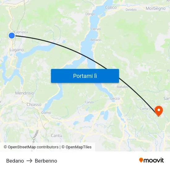 Bedano to Berbenno map