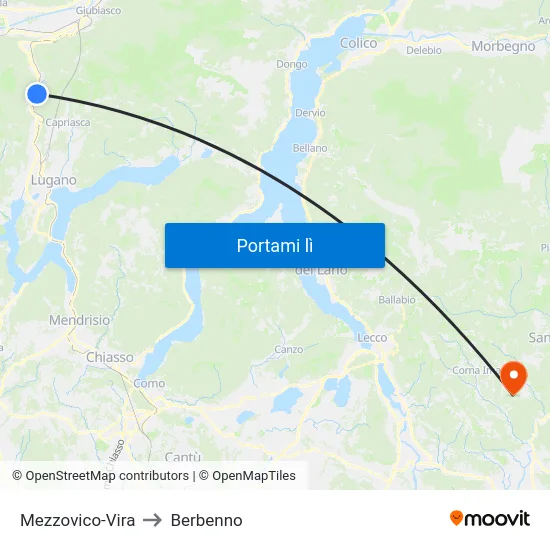 Mezzovico-Vira to Berbenno map