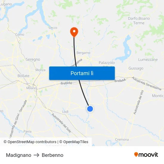 Madignano to Berbenno map