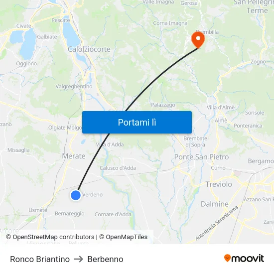 Ronco Briantino to Berbenno map