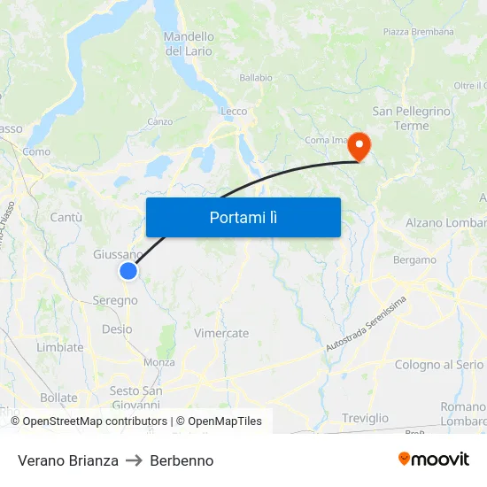 Verano Brianza to Berbenno map