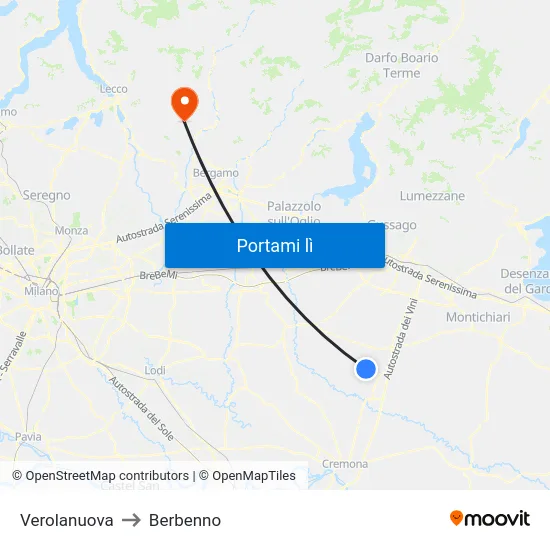 Verolanuova to Berbenno map