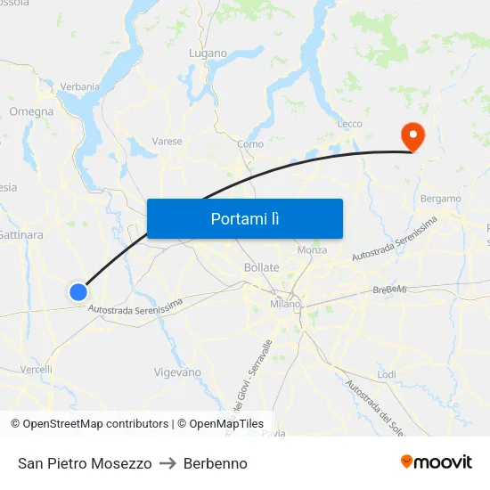 San Pietro Mosezzo to Berbenno map