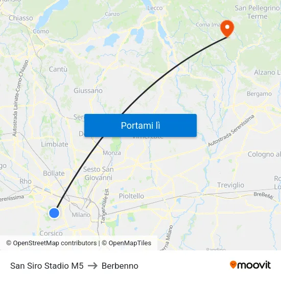San Siro Stadio M5 to Berbenno map