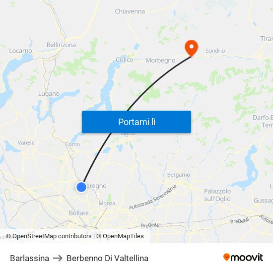 Barlassina to Berbenno Di Valtellina map