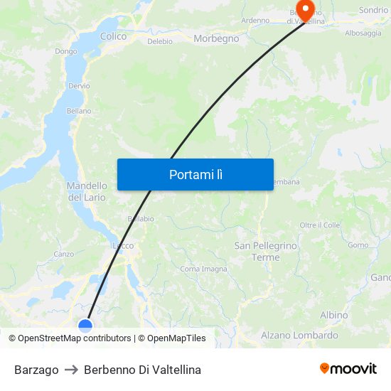 Barzago to Berbenno Di Valtellina map