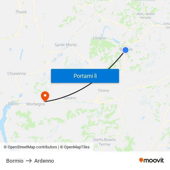 Bormio to Ardenno map