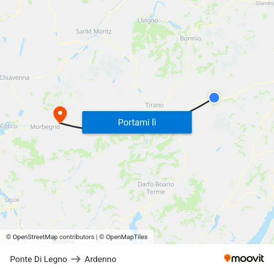 Ponte Di Legno to Ardenno map