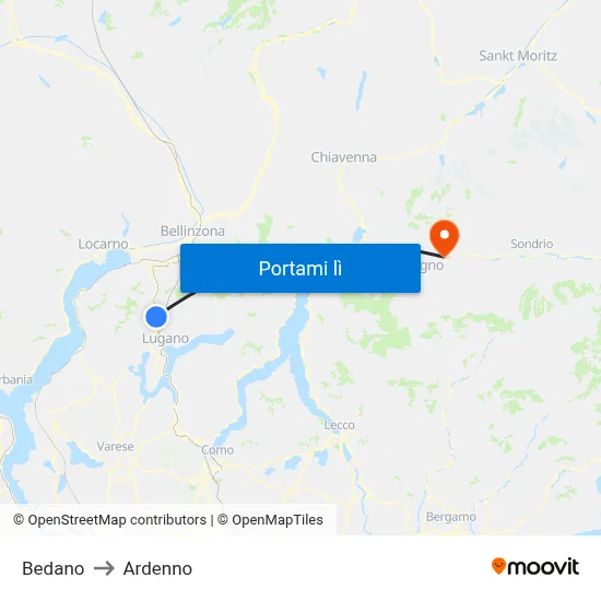 Bedano to Ardenno map