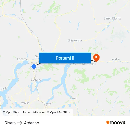 Rivera to Ardenno map