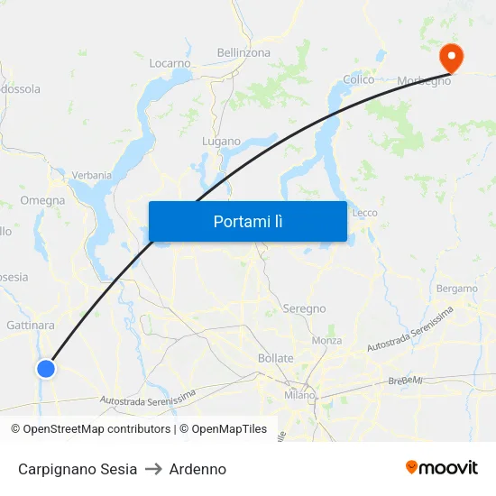 Carpignano Sesia to Ardenno map