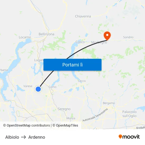 Albiolo to Ardenno map