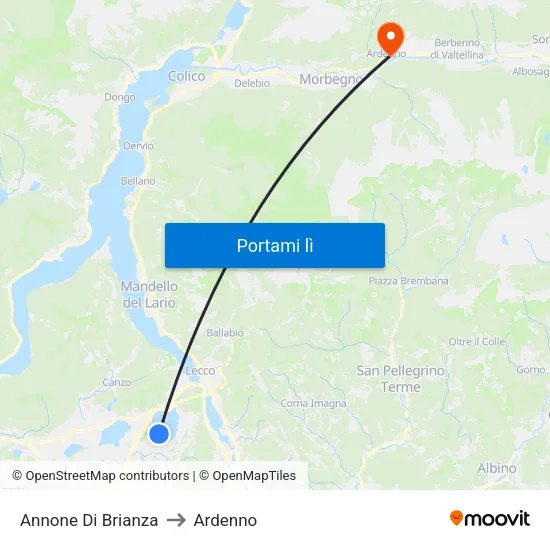 Annone Di Brianza to Ardenno map