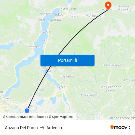 Anzano Del Parco to Ardenno map