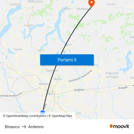 Binasco to Ardenno map