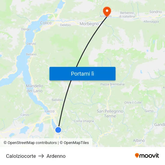 Calolziocorte to Ardenno map