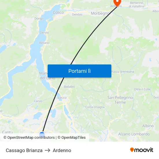 Cassago Brianza to Ardenno map