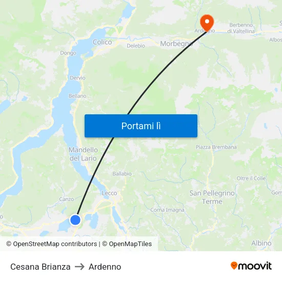 Cesana Brianza to Ardenno map