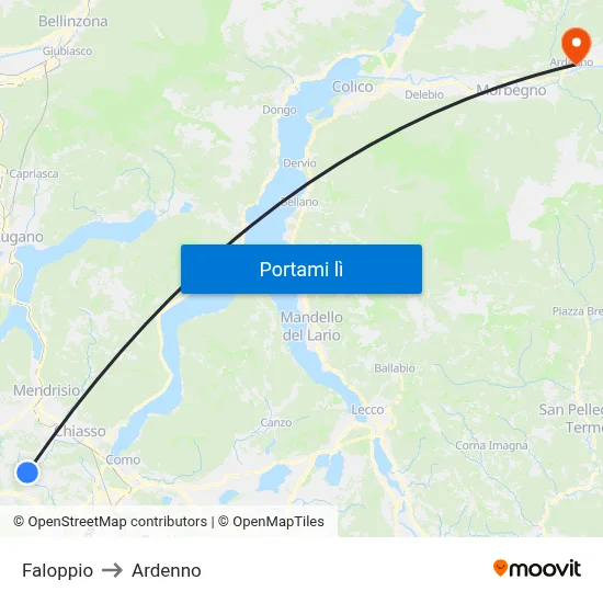 Faloppio to Ardenno map