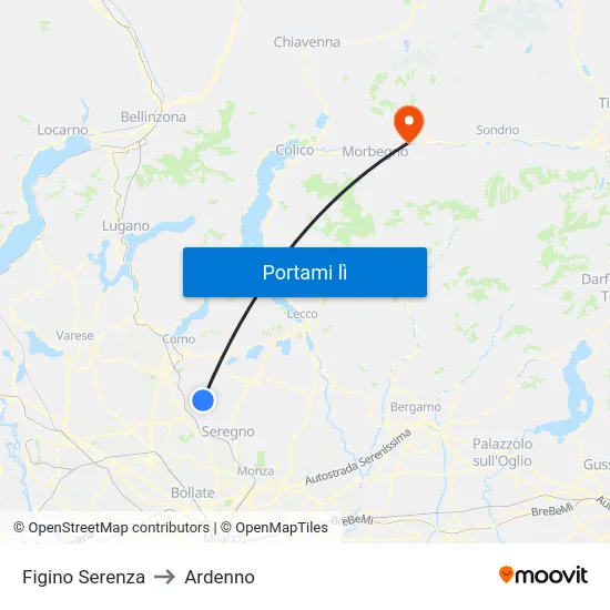 Figino Serenza to Ardenno map