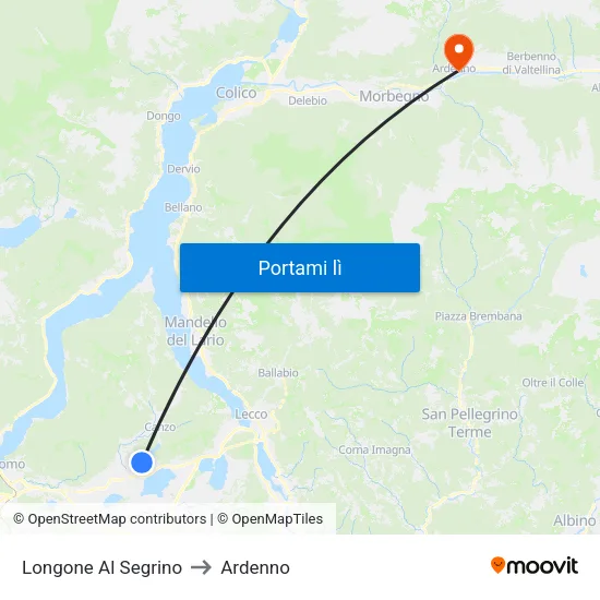 Longone Al Segrino to Ardenno map