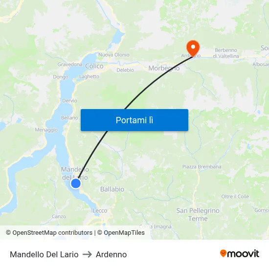 Mandello Del Lario to Ardenno map
