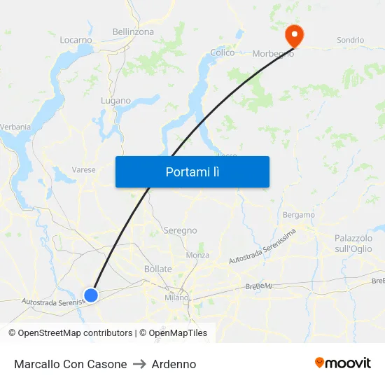 Marcallo Con Casone to Ardenno map