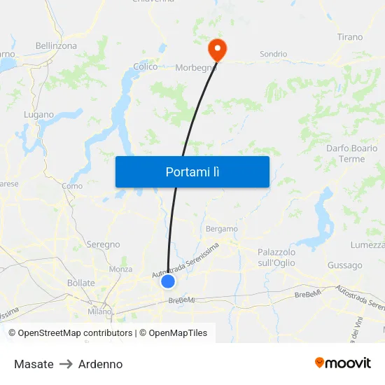 Masate to Ardenno map